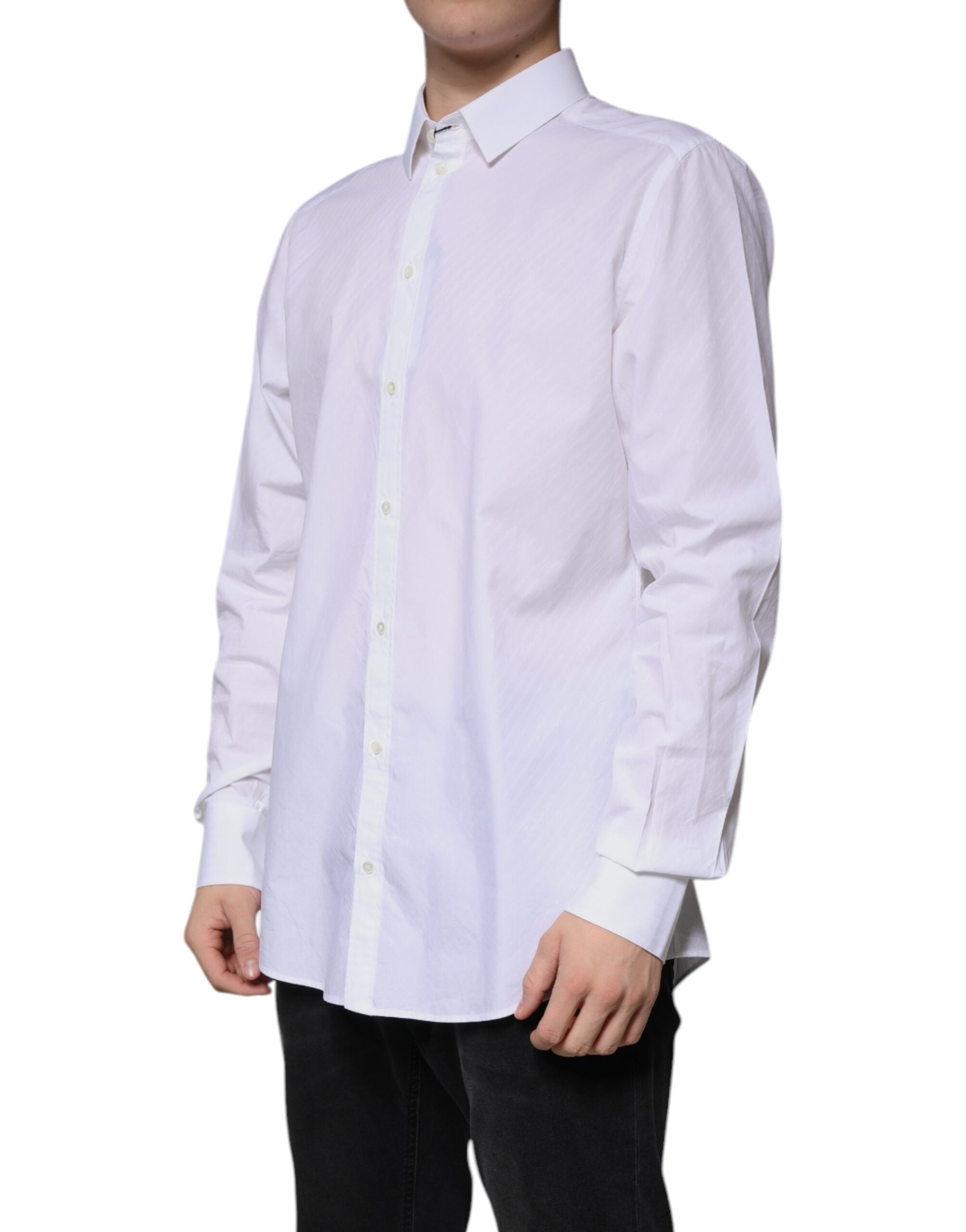 Dolce & Gabbana White cotton shirt with long sleeves MARTINI